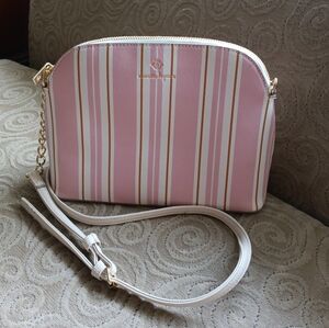 Nanette Lepore Pink and White Striped Women's Crossbody Bag